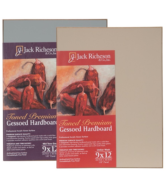 Richeson Premium Gessoed Hardboard Panel - 12 inch x 12 inch, White, 2 inch Cradle
